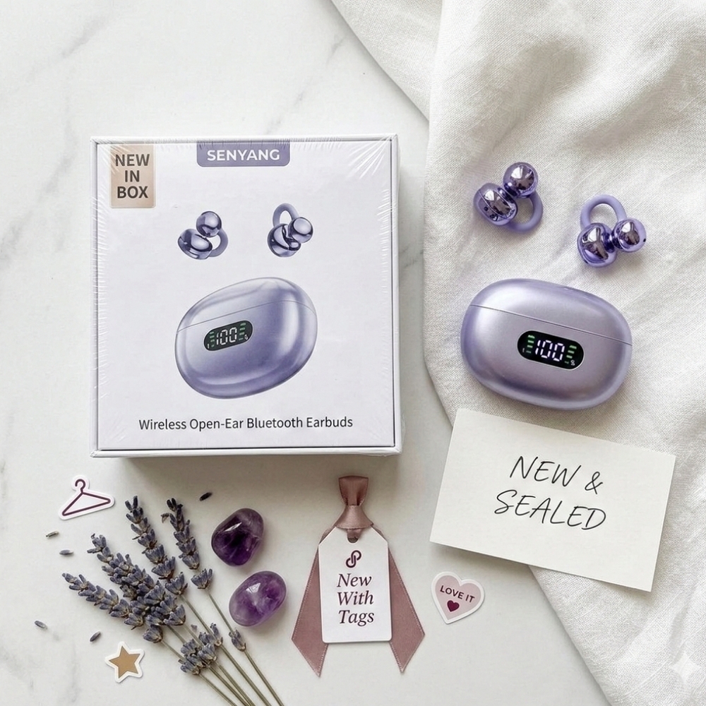 NEW SENYANG Wireless Open-Ear Bluetooth Earbuds – Purple NIB